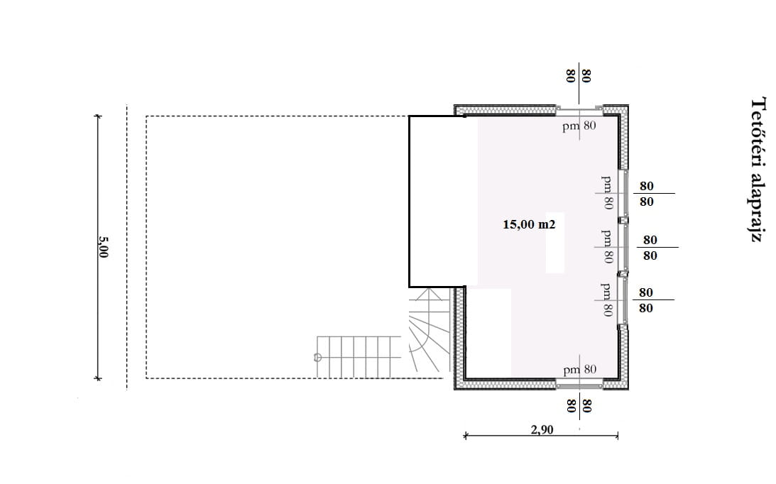 Tetőtéri / galéria alaprajz — 15 m²
